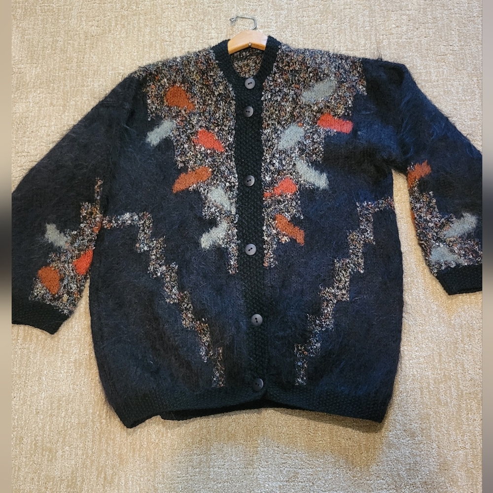 Handmade Cardigan Fall multiColored / Overside / wool / Mohair / buttons Closes